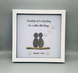 Personalised Pebble Art Frame, Friendship Isn't A Big Thing It's Million Little Things, Pebble People Picture Keepsake Best Friend Gift - thumbnail 1