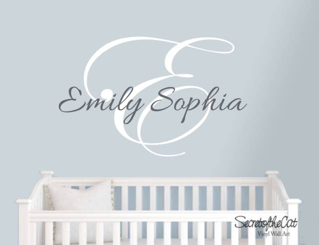 Custom Name Initial Wall Decal - Baby Girl Nursery Decor - image 1