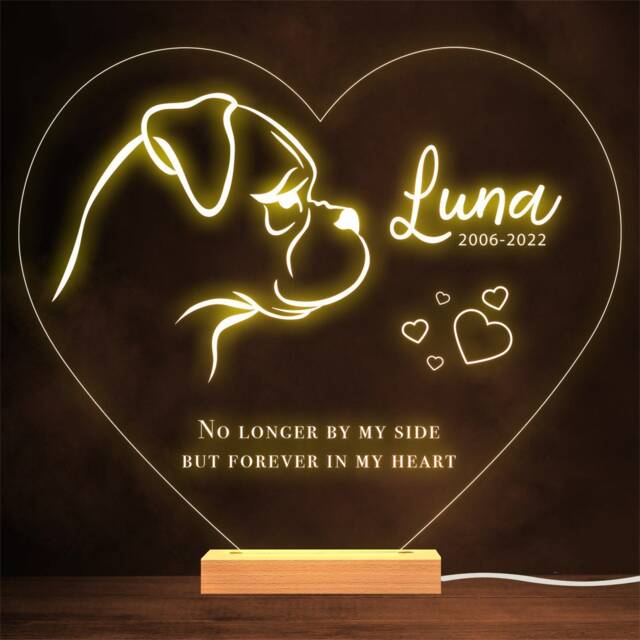 Boxer Dog Memorial Pet Loss Personalised Gift Warm Lamp Night Light - image 1