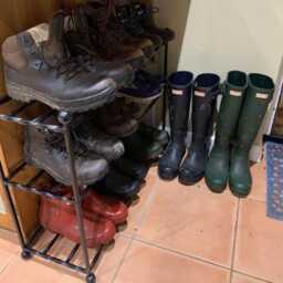Wrought Iron Boot Rack - 9-12 Pair Shoe Storage Stand, Hiker Entryway Organiser UK Made - thumbnail 4