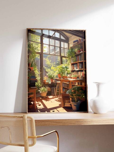Vintage Library Poster, Book Shop Print, Lovers Gift, Reading Antique Wall Art, Retro Gift Idea - image 1