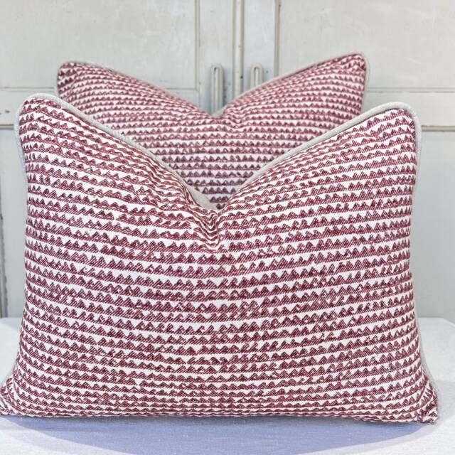 Cushions Made in Fermoie Mendip Red Burgundy Neutral Cotton Cushion Pillow Throw Cover - image 1