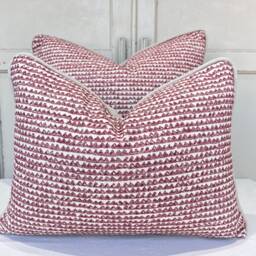 Cushions Made in Fermoie Mendip Red Burgundy Neutral Cotton Cushion Pillow Throw Cover - thumbnail 1