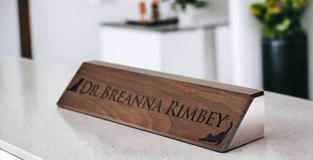 Personalized Wooden Desk Name Plates 10 Inch Solid Walnut Wood, Custom Engraved With The Text Of Your Choice Wooden Sign - image 1
