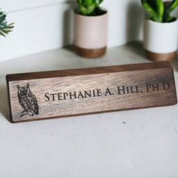 Personalized Wooden Desk Name Plates 10 Inch Solid Walnut Wood, Custom Engraved With The Text Of Your Choice Wooden Sign - thumbnail 3