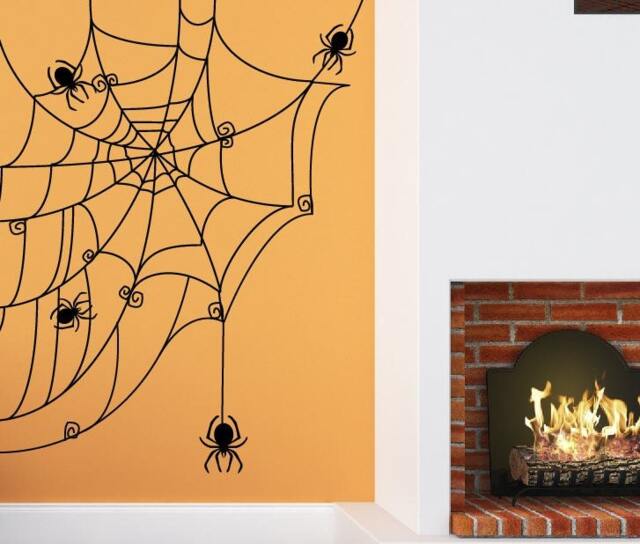Halloween Wall Decals Stickers For Kids Rooms Stick On Art Home Decor By Decalisland-Spider Web Decalshalloween - image 1