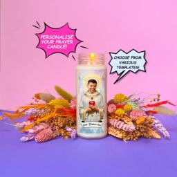Personalized Prayer Candle Custom Saint Soy Wax Candle, Funny Novelty Gift - thumbnail 1