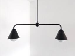 Teacup Pendant Light Modern Black Chandelier Twin Arm - thumbnail 1