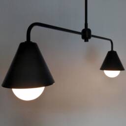 Teacup Pendant Light Modern Black Chandelier Twin Arm - thumbnail 3