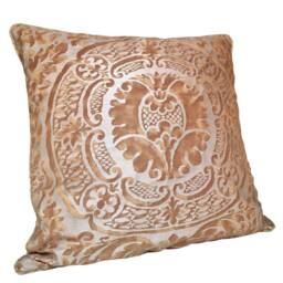 Throw Pillow Case Fortuny Fabric Warm French Brown & Gold Orsini Pattern - Made in Italy - thumbnail 3