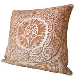 Throw Pillow Case Fortuny Fabric Warm French Brown & Gold Orsini Pattern - Made in Italy - thumbnail 4