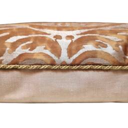 Throw Pillow Case Fortuny Fabric Warm French Brown & Gold Orsini Pattern - Made in Italy - thumbnail 2