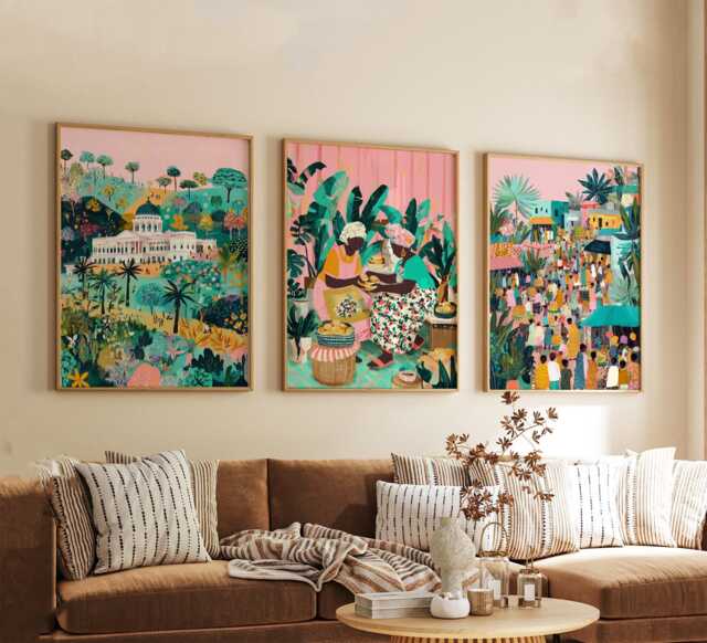 Set Of 3 Kumasi Posters, Ghana Travel Wall Art, African City Print Set, Modern Artwork, Cultural Home Decor, Warm Earth Tone Style - image 1