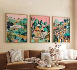 Set Of 3 Kumasi Posters, Ghana Travel Wall Art, African City Print Set, Modern Artwork, Cultural Home Decor, Warm Earth Tone Style