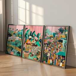 Set Of 3 Kumasi Posters, Ghana Travel Wall Art, African City Print Set, Modern Artwork, Cultural Home Decor, Warm Earth Tone Style - thumbnail 3