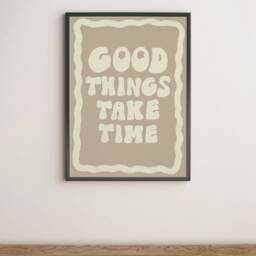Good Things Take Time Unframed Print - Typography Positive Art Poster Retro Prints Colourful Wall Aesthetic Decor - thumbnail 2