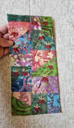 Crazy Quilt Handsewn, Wall Art, Hanging, Fabric Collage Small Embroidered Gift For Her, Newlyweds 08 - thumbnail 1