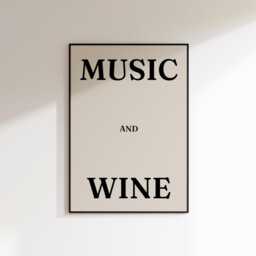 Music & Wine Print - Bar Cart Print Cart Decor Kitchen Wall Art Aesthetic Prints Bold Wall Art - thumbnail 2