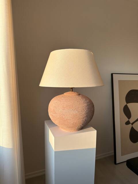 Earthy Textured Ceramic Clay Pottery Stoneware Earthenware Table Lamp Bedside Perfect For Living Room, Entryway, Office & Bedroom - image 1