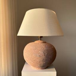 Earthy Textured Ceramic Clay Pottery Stoneware Earthenware Table Lamp Bedside Perfect For Living Room, Entryway, Office & Bedroom - thumbnail 3