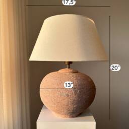 Earthy Textured Ceramic Clay Pottery Stoneware Earthenware Table Lamp Bedside Perfect For Living Room, Entryway, Office & Bedroom - thumbnail 4