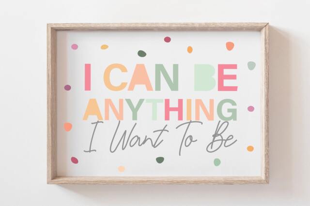 Girls Pastel Nursery Prints, Bedroom Affirmation Print, Motivational Quotes, Wall Art, Playroom - image 1