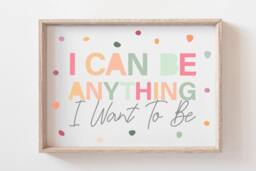 Girls Pastel Nursery Prints, Bedroom Affirmation Print, Motivational Quotes, Wall Art, Playroom - thumbnail 1