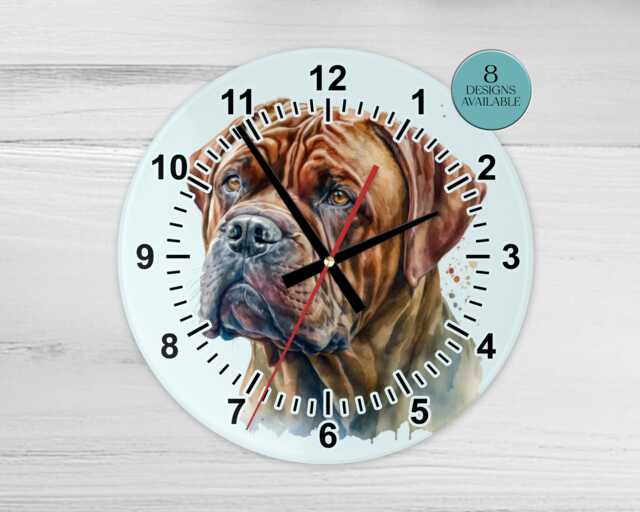 Glass Dogue De Bordeaux Wall Clock - Dog Gift - image 1
