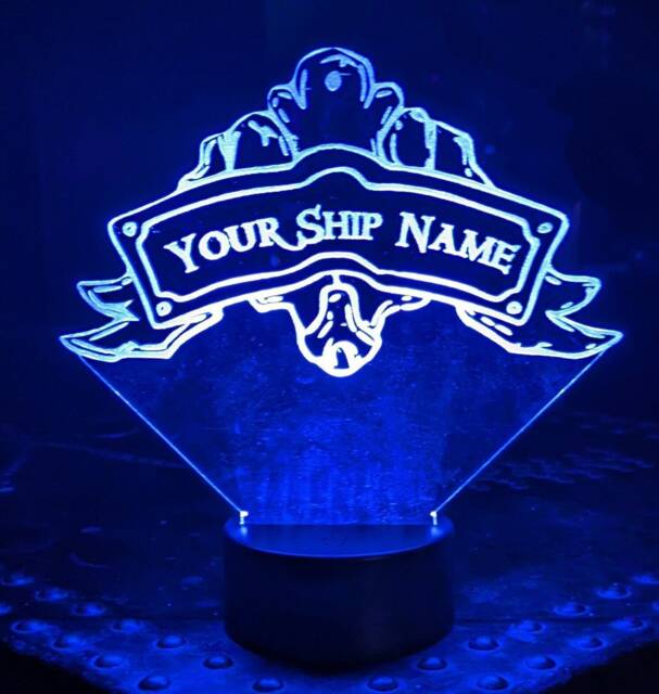 Sea Of Thieves Inspired Personalised Ship Name Crest. Acrylic Led Multicolour Lamp - image 1