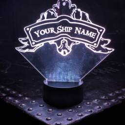 Sea Of Thieves Inspired Personalised Ship Name Crest. Acrylic Led Multicolour Lamp - thumbnail 2