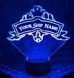 Sea Of Thieves Inspired Personalised Ship Name Crest. Acrylic Led Multicolour Lamp - thumbnail 1