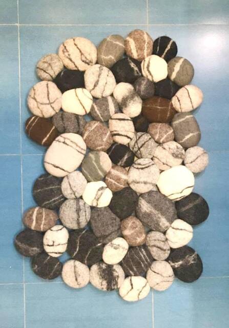 Felted Wool Stone Rug - Pebble Mat Natural Rock Decor - image 1
