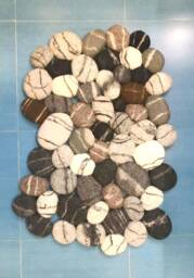 Felted Wool Stone Rug - Pebble Mat Natural Rock Decor