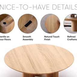 Modern Round Coffee Table - Unique Coffee Table Solid Wood Minimalist Oak Japandi - thumbnail 4