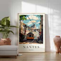 Nantes France Travel Poster Colorful Cityscape Art Print - thumbnail 2