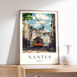 Nantes France Travel Poster Colorful Cityscape Art Print - thumbnail 1