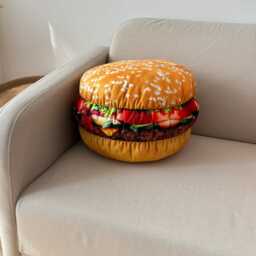 Giant 3D Burger Pillow, Handmade Food Lover Gift - thumbnail 1