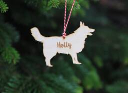 Personalised Border Collie Christmas Decoration Engraved Birch Plywood Dog Bauble - thumbnail 1