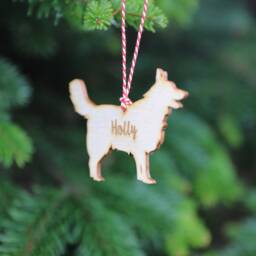 Personalised Border Collie Christmas Decoration Engraved Birch Plywood Dog Bauble - thumbnail 3