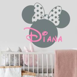 Minnie Mouse Girl Name Wall Decal, Custom Nursery Decor Ma235 - thumbnail 1