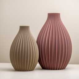 Copper & Gold Vase Pleated Design Ornament Set Living Room Home Decor - thumbnail 2
