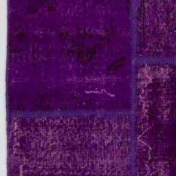 Handmade Turkish Patchwork Rug, Purple - thumbnail 4