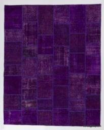Handmade Turkish Patchwork Rug, Purple - thumbnail 1
