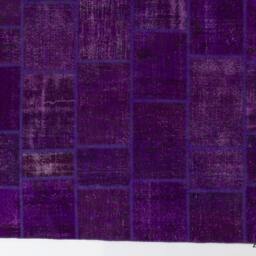 Handmade Turkish Patchwork Rug, Purple - thumbnail 3