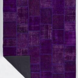 Handmade Turkish Patchwork Rug, Purple - thumbnail 2