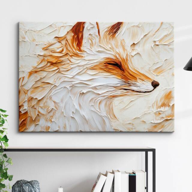 Colorful Fox Animal Abstract Oil Painting Colourful Paint Splatter Style Wall Art Framed Canvas Poster Print, Home/Office Room Decor Gifts - image 1