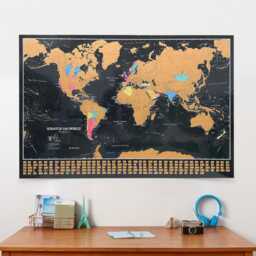 Scratch The World ?? - Map Print Black Ocean With Flags Panel Home Decor, Framed, Birthday Gift, 18Th, 21st, Father's Day, Gift For Him - thumbnail 2