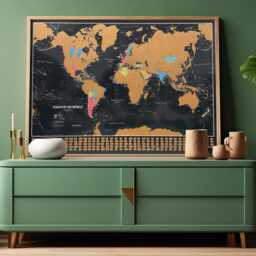 Scratch The World ?? - Map Print Black Ocean With Flags Panel Home Decor, Framed, Birthday Gift, 18Th, 21st, Father's Day, Gift For Him - thumbnail 1