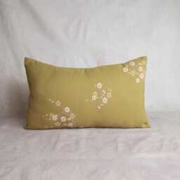 Vintage Japanese Kimono Pillow Cover, Upcycled Fabric, 12x20 Lumbar Cushion - thumbnail 3