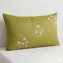 Vintage Japanese Kimono Pillow Cover, Upcycled Fabric, 12x20 Lumbar Cushion - thumbnail 1